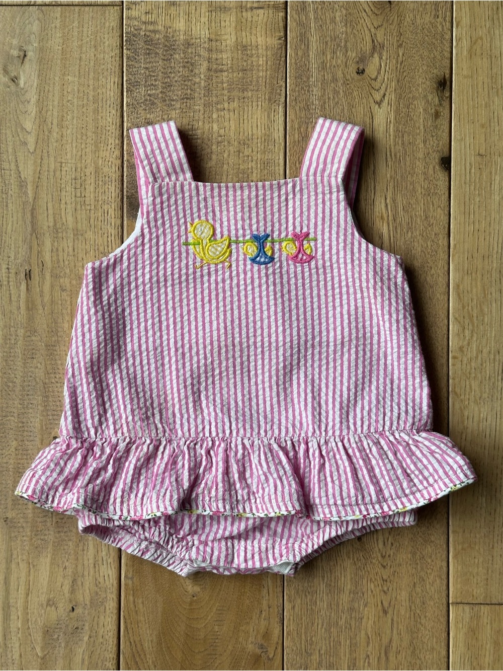 Florence Eiseman Pink Seersucker Bubble Sunsuit size 6 Months